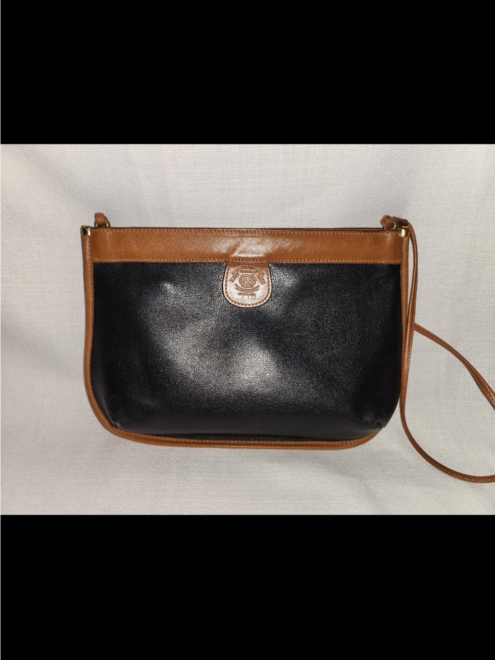 VINTAGE GHURKA NO.40 ESCORT SHOULDER BAG PURSE navy/ tan -